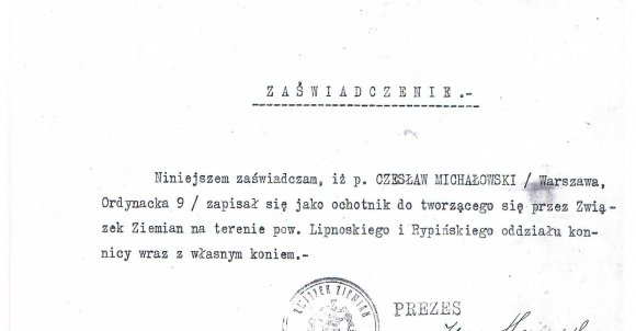Kopia dokumentu z podpisem Jerzego Starzyńskiego